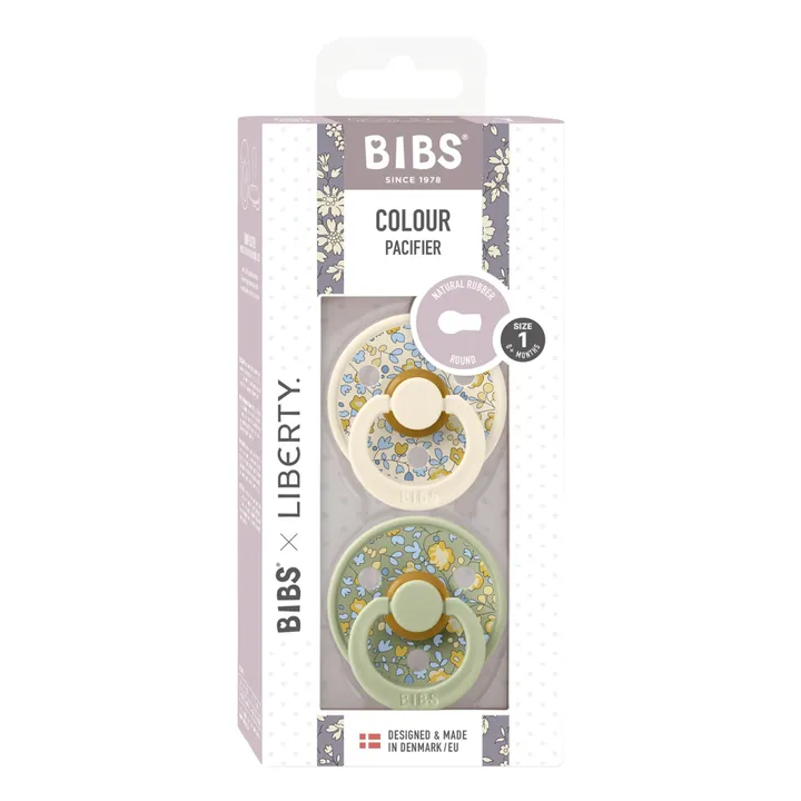 Bibs Tétines en caoutchouc naturel Bibs x Liberty - Set de 2 | Sauge
