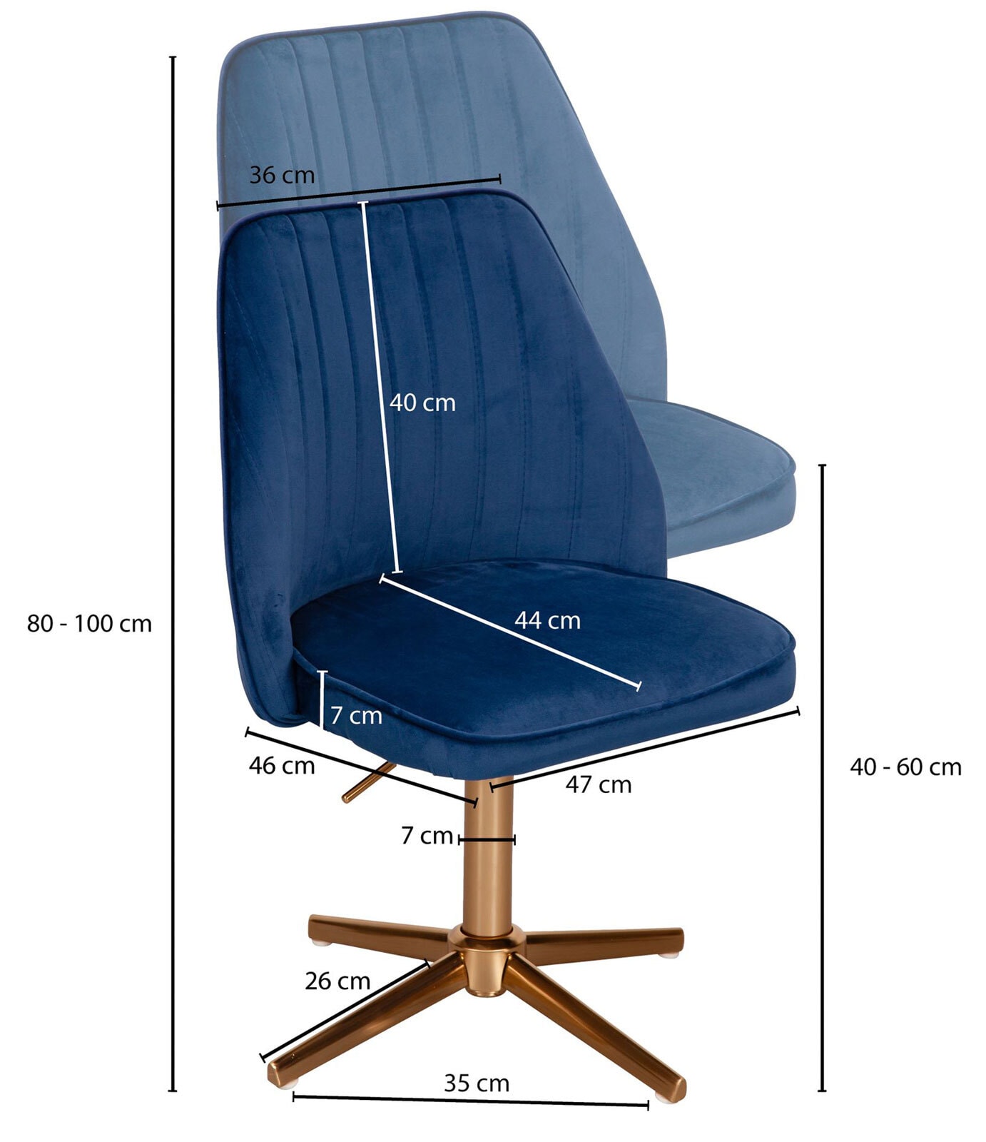 Drehstuhl Farsund blau/gold