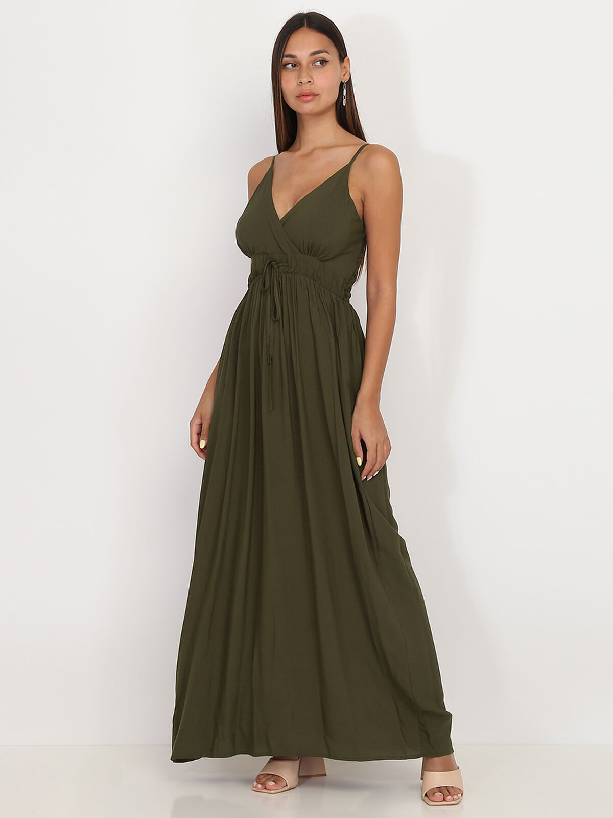 Robe longue cache coeur- Kaki