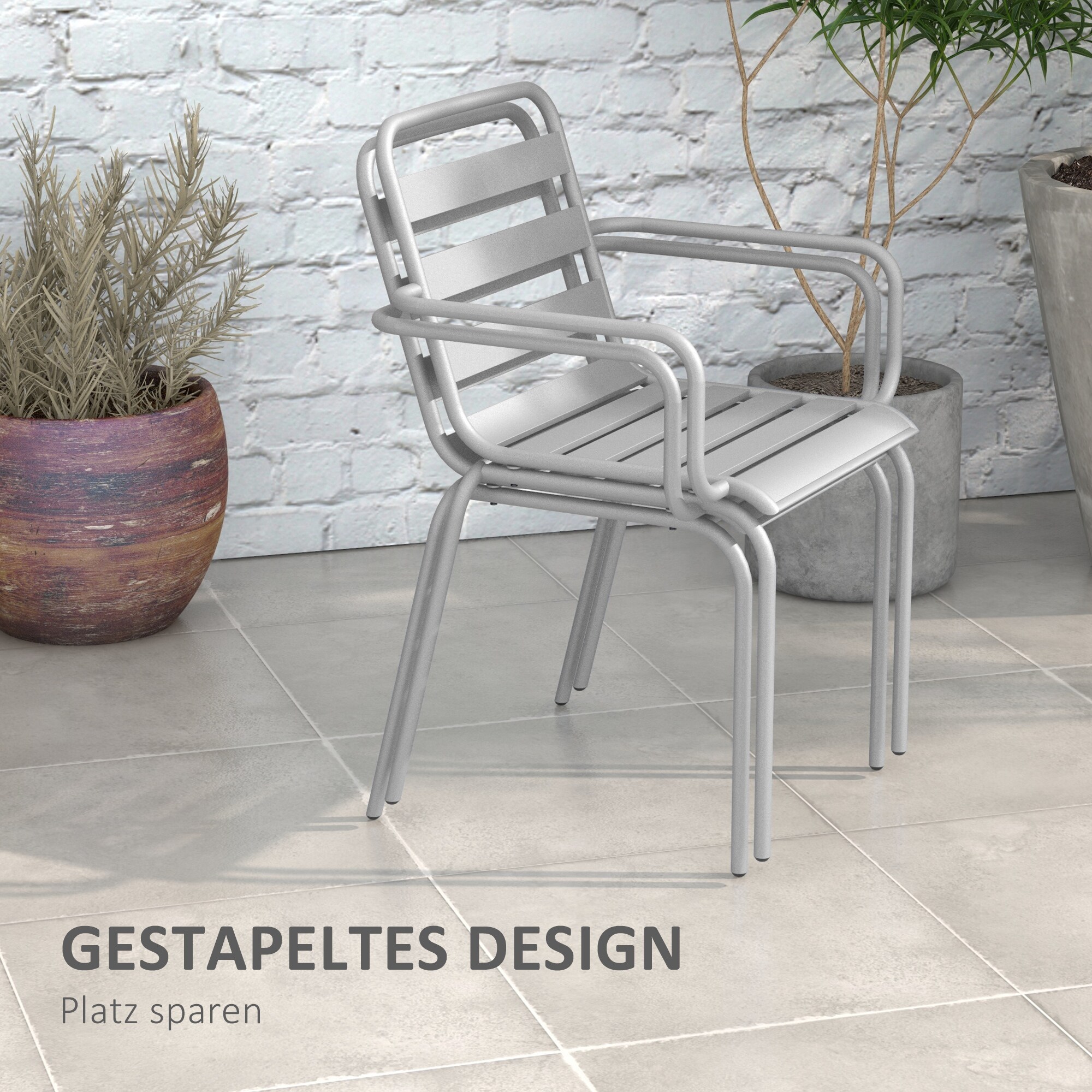 Outsunny Gartenmöbel-Set mit 2 Stühlen grün 51L x 58B x 78H cm