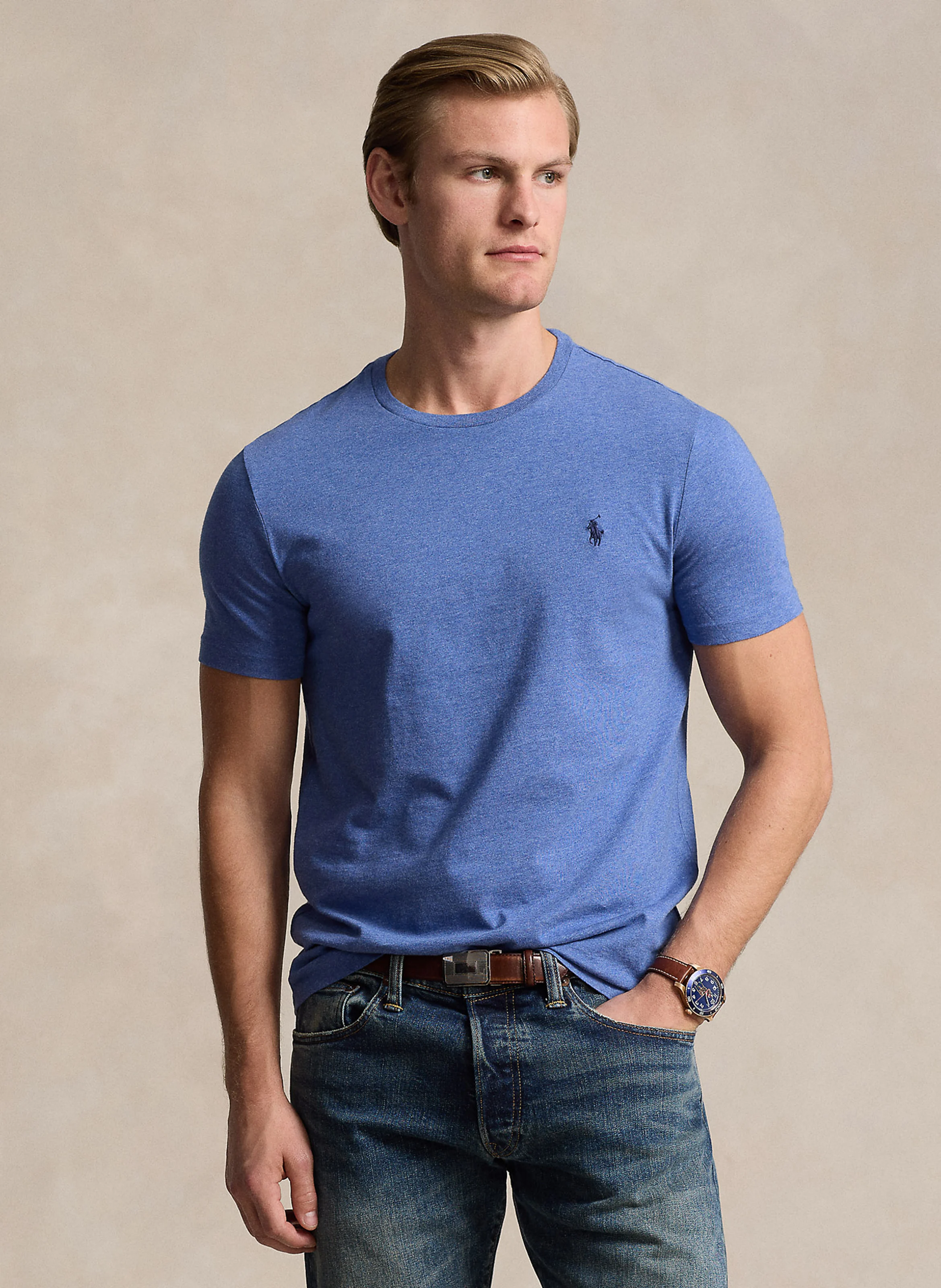 Tee-shirt slim-fit en coton| Bleu