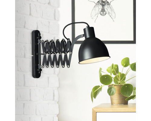 Wandlamp, 1-lichts, HxBxD 25,5x15,2x60 cm, Sandra, zwart/mat, uitschuifbaar