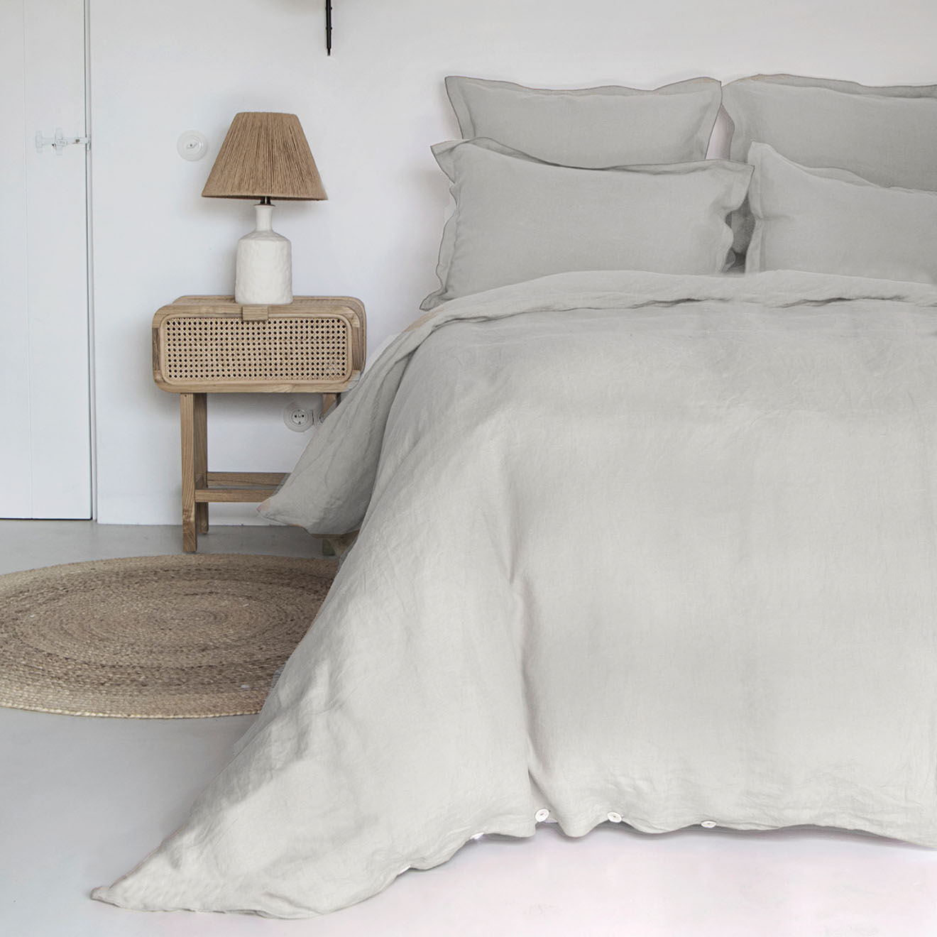 Febronie Housse de couette 100% Lin lavé Hortense perle