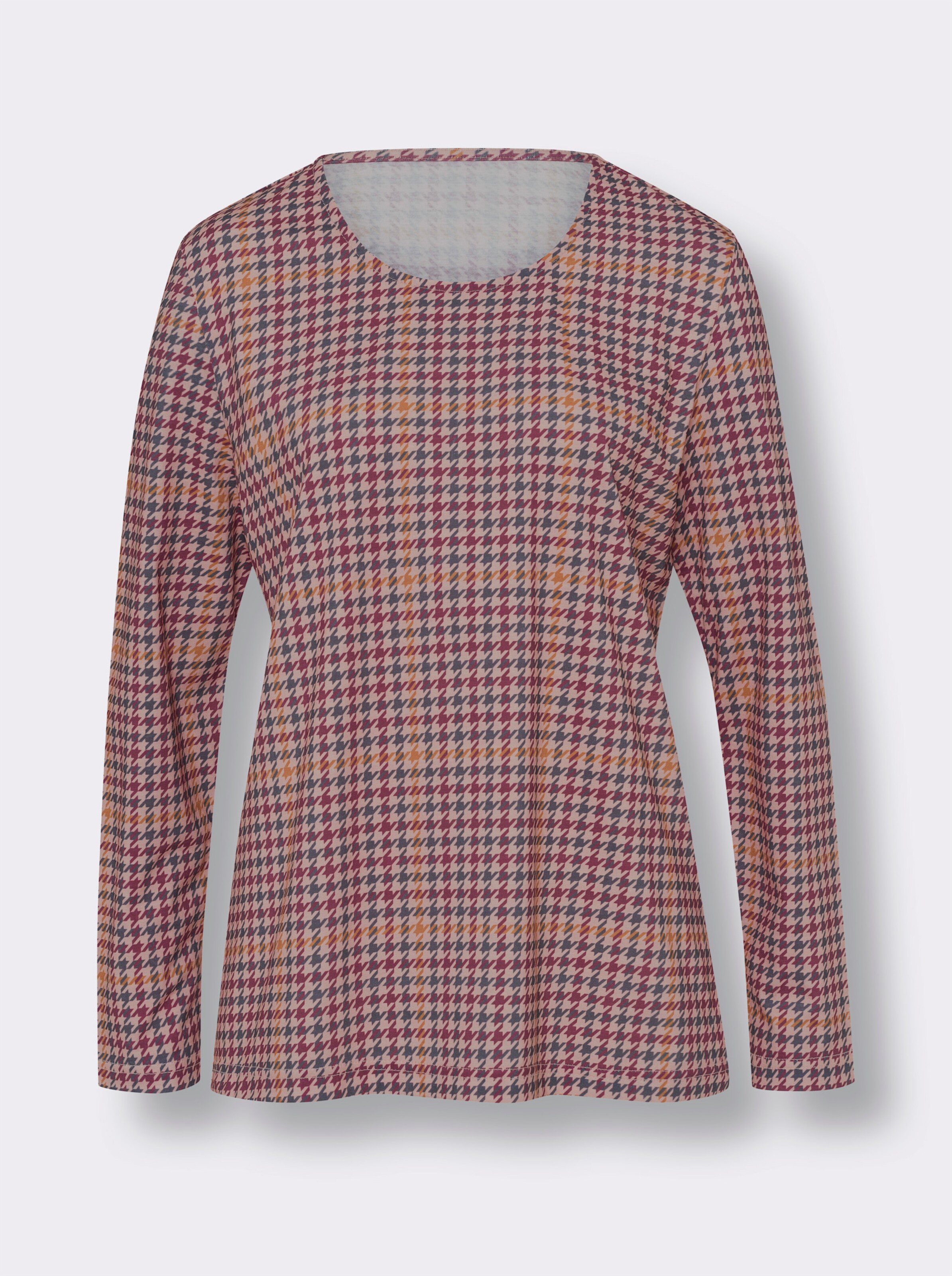 Langarmshirt mit Hahnentritt-Muster
