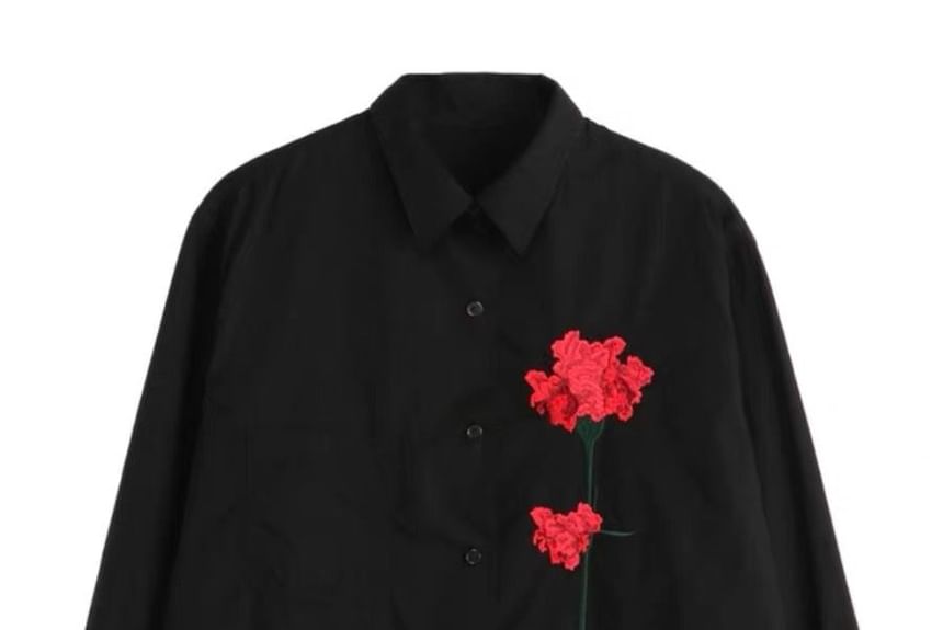 JUN.LEE - Shirt met lange mouwen en bloemenborduursel