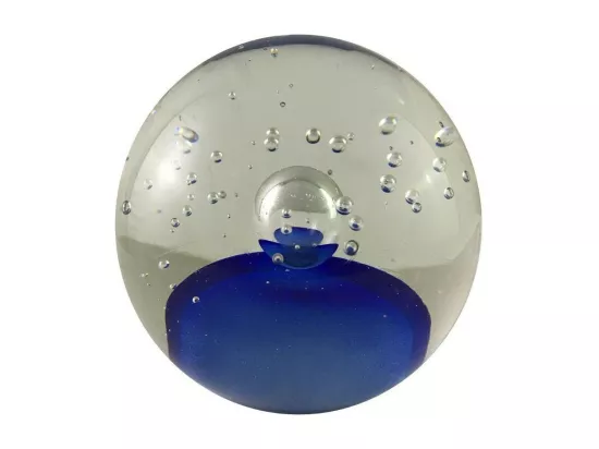 Presse papier sulfure en verre bleu 10 x 9.5 cm