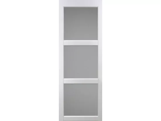 Porte Coulissante Kenya Blanc Vitree H204 X L93 + Rail Aluminium Bandeau Blanc Gd Menuiseries