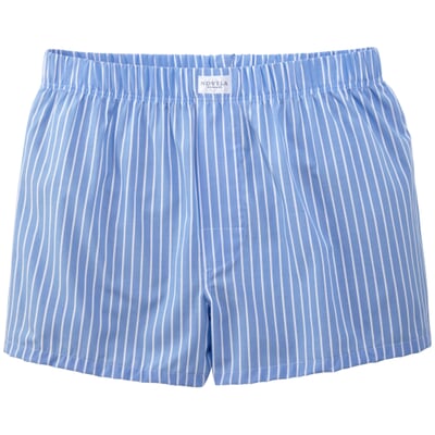 Herren-Boxershorts gewebt, Hellbau-Weiß