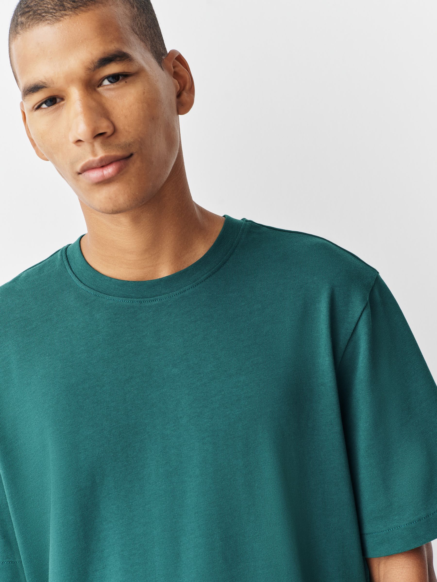 Blauwgroen - Normale Pasvorm - Zwaar T-shirt