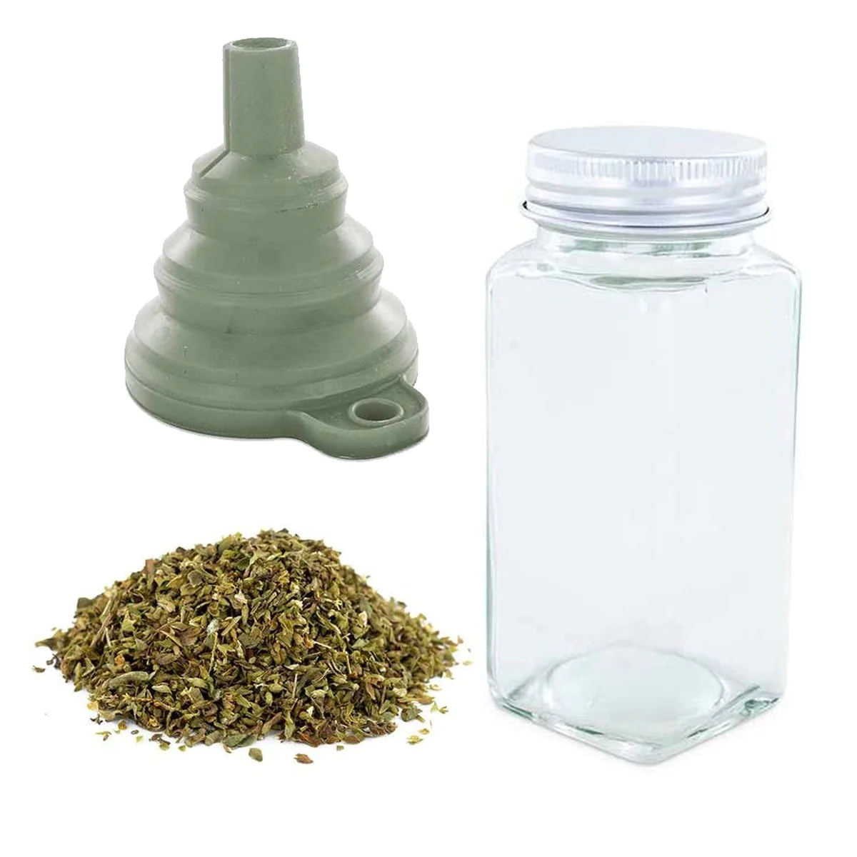 Flacon à épices poudreur + entonnoir + origan bio 18 g Aromandise