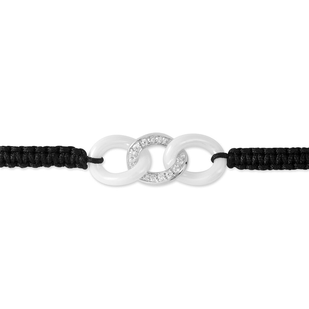 Bracelet Link Argent Blanc Oxyde De Zirconium Et Céramique