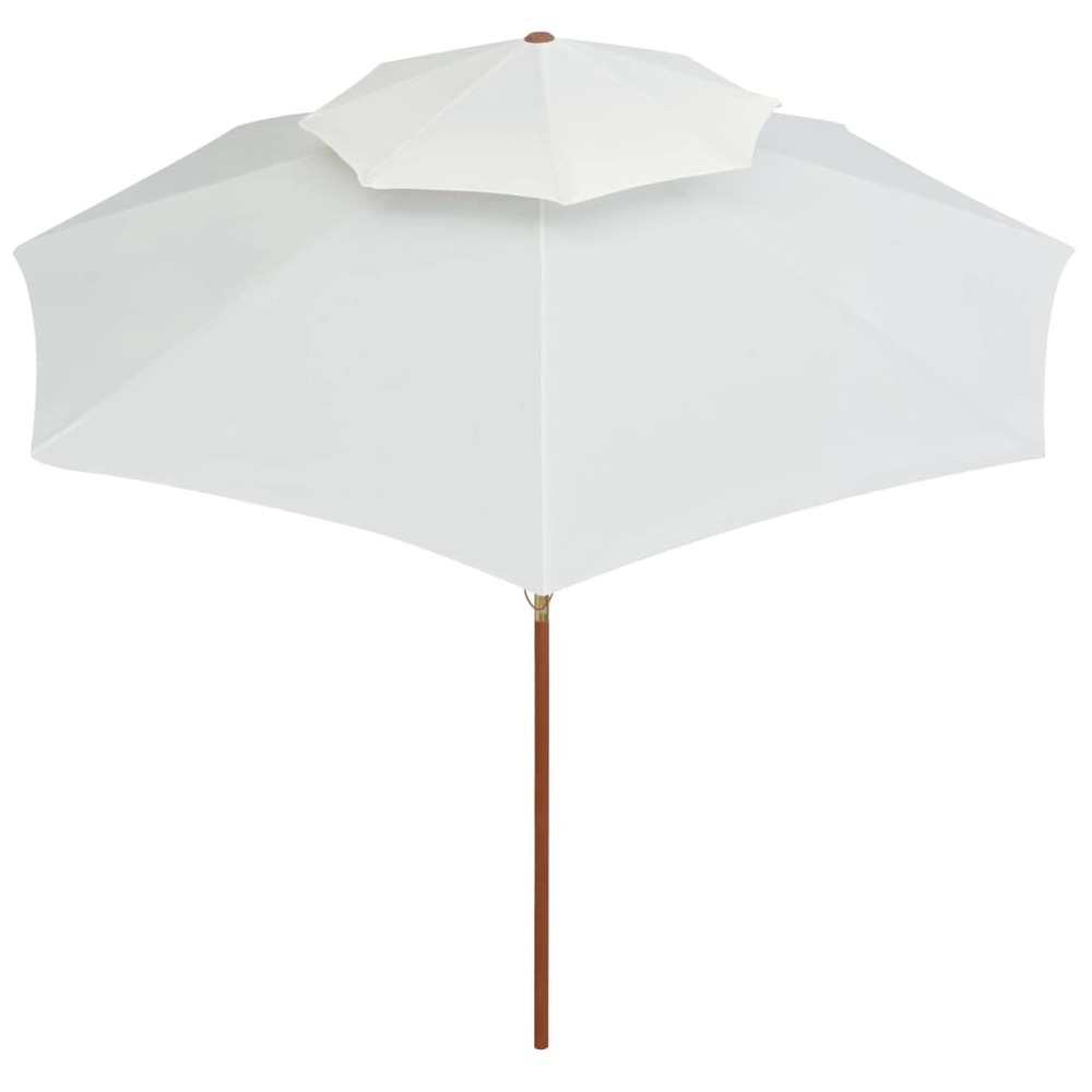 Parasol mobilier de jardin terrasse 270 x 270 cm poteau en bois blanc crème