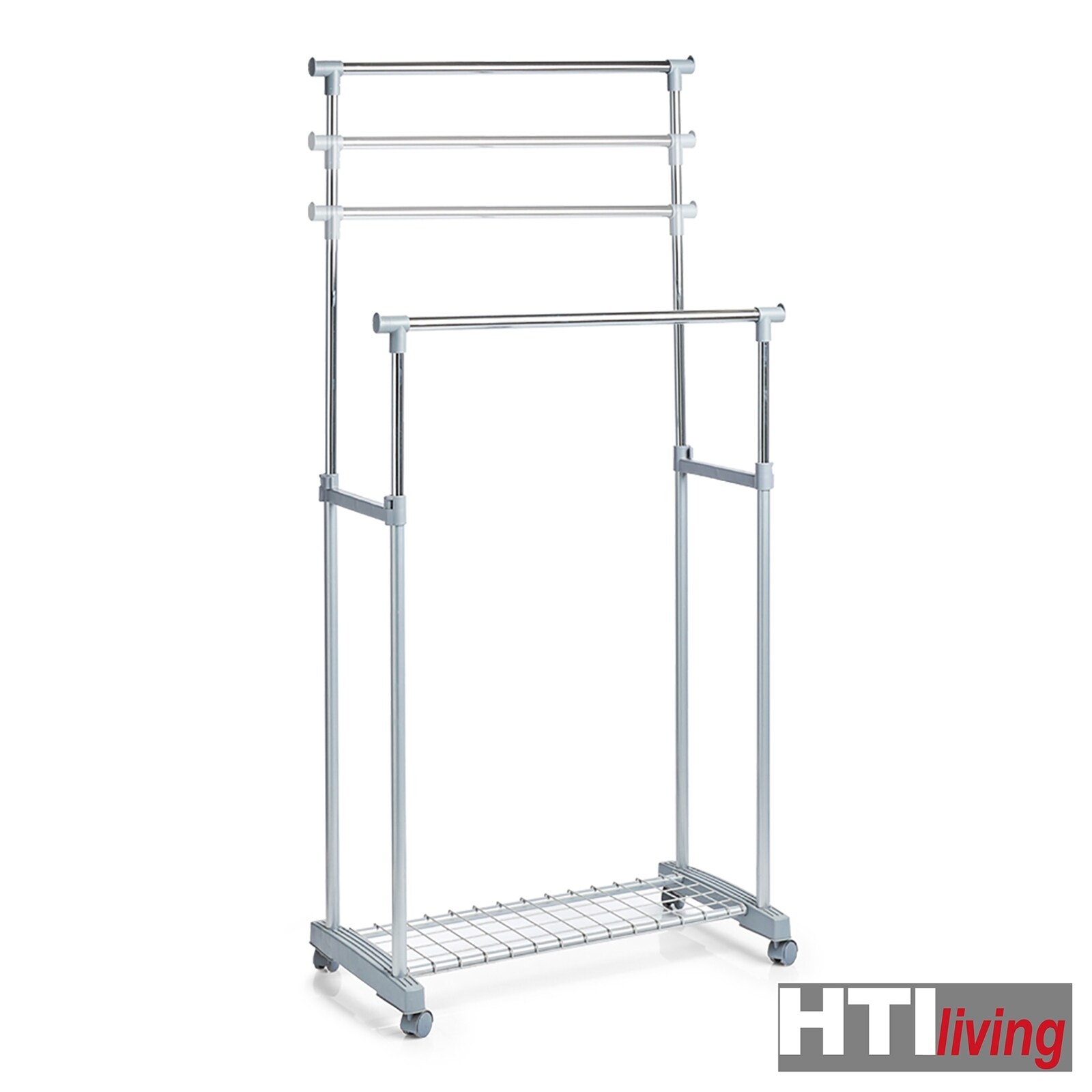 HTI-Living Rollkleiderständer, 2-stufig Metall, Kunststoff
