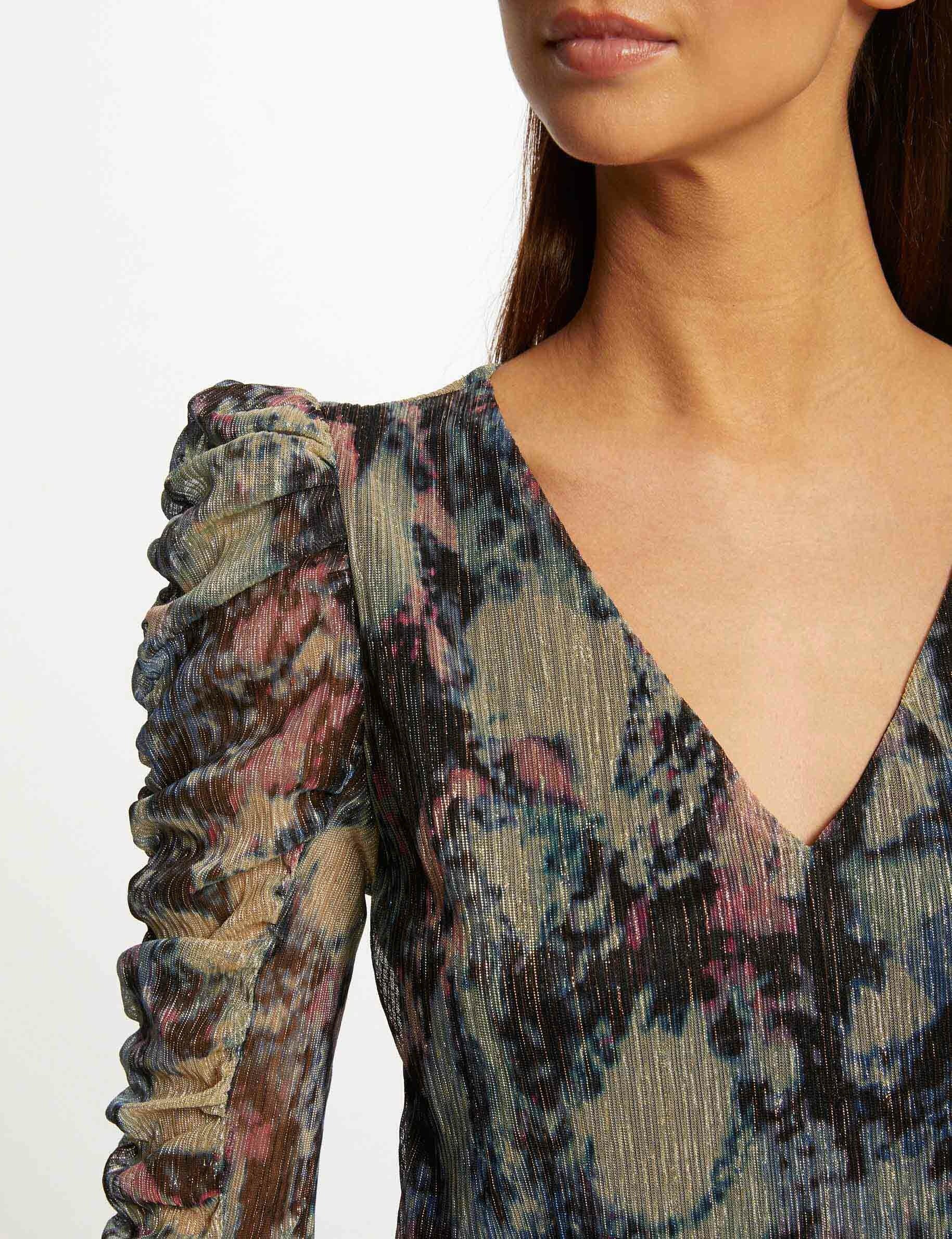 T-shirt manches 3/4 imprimé abstrait multico femme - multico