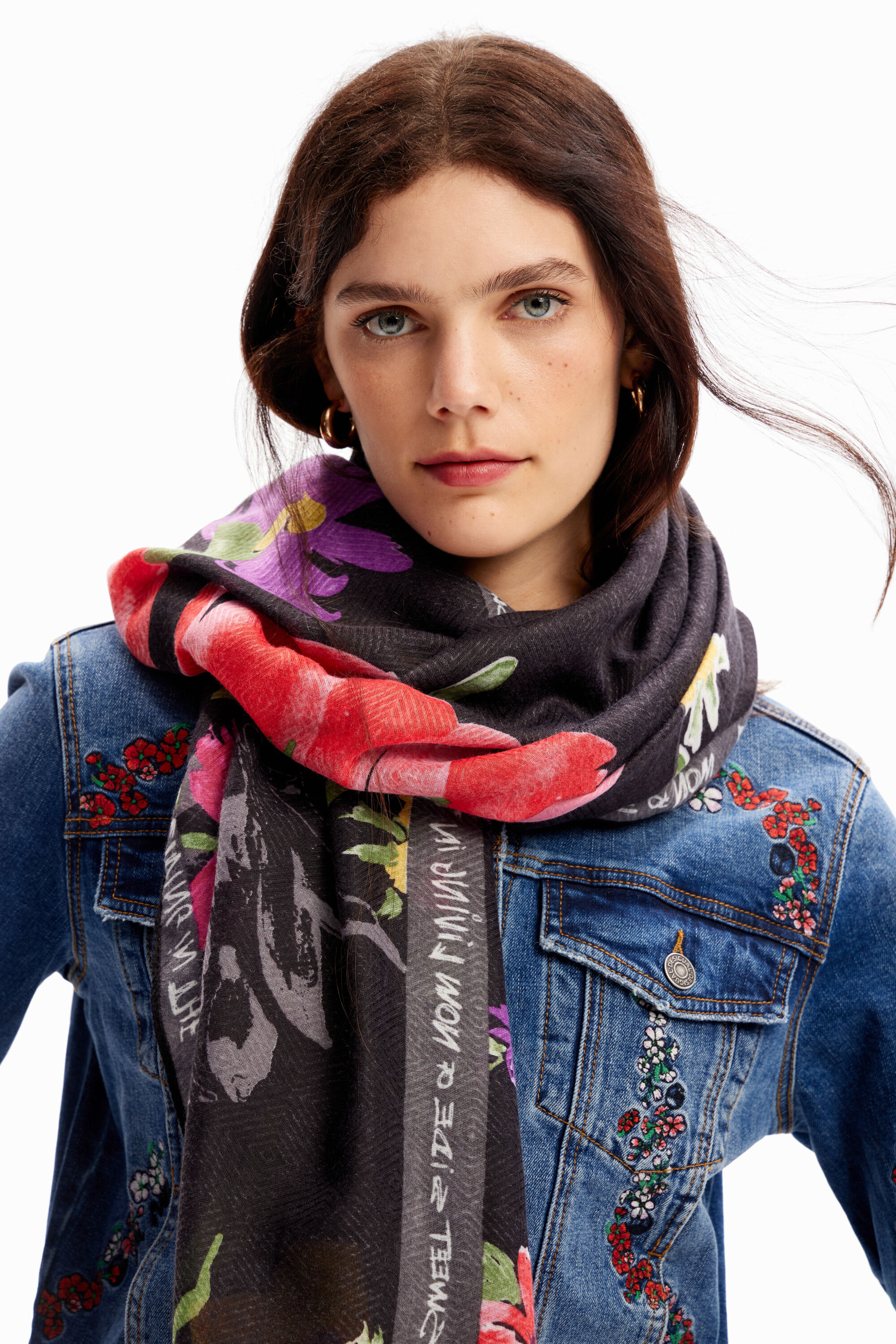 Foulard rectangulaire patchwork floral