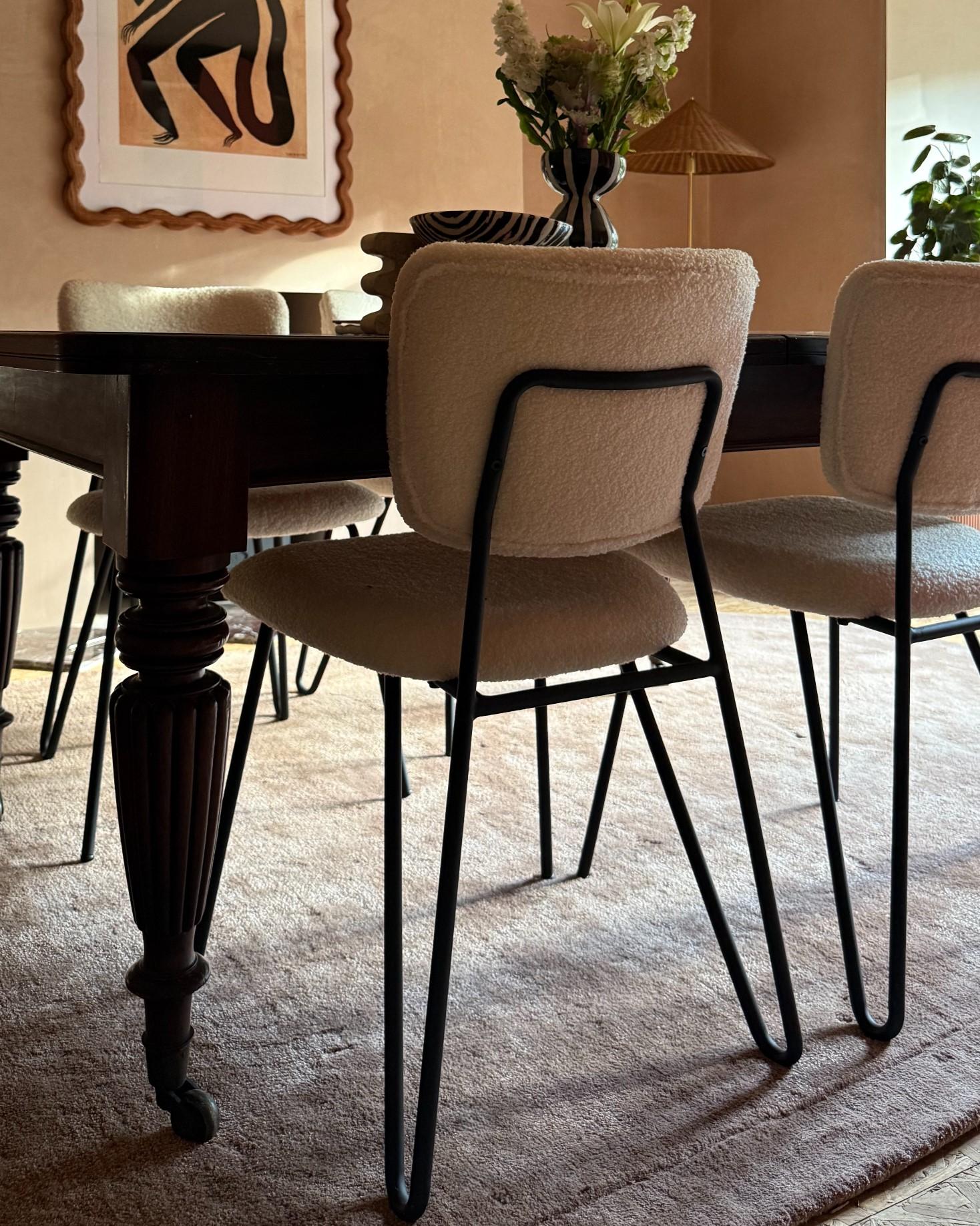 Set van 2 eetkamerstoelen NELKO Bouclé Gebroken wit