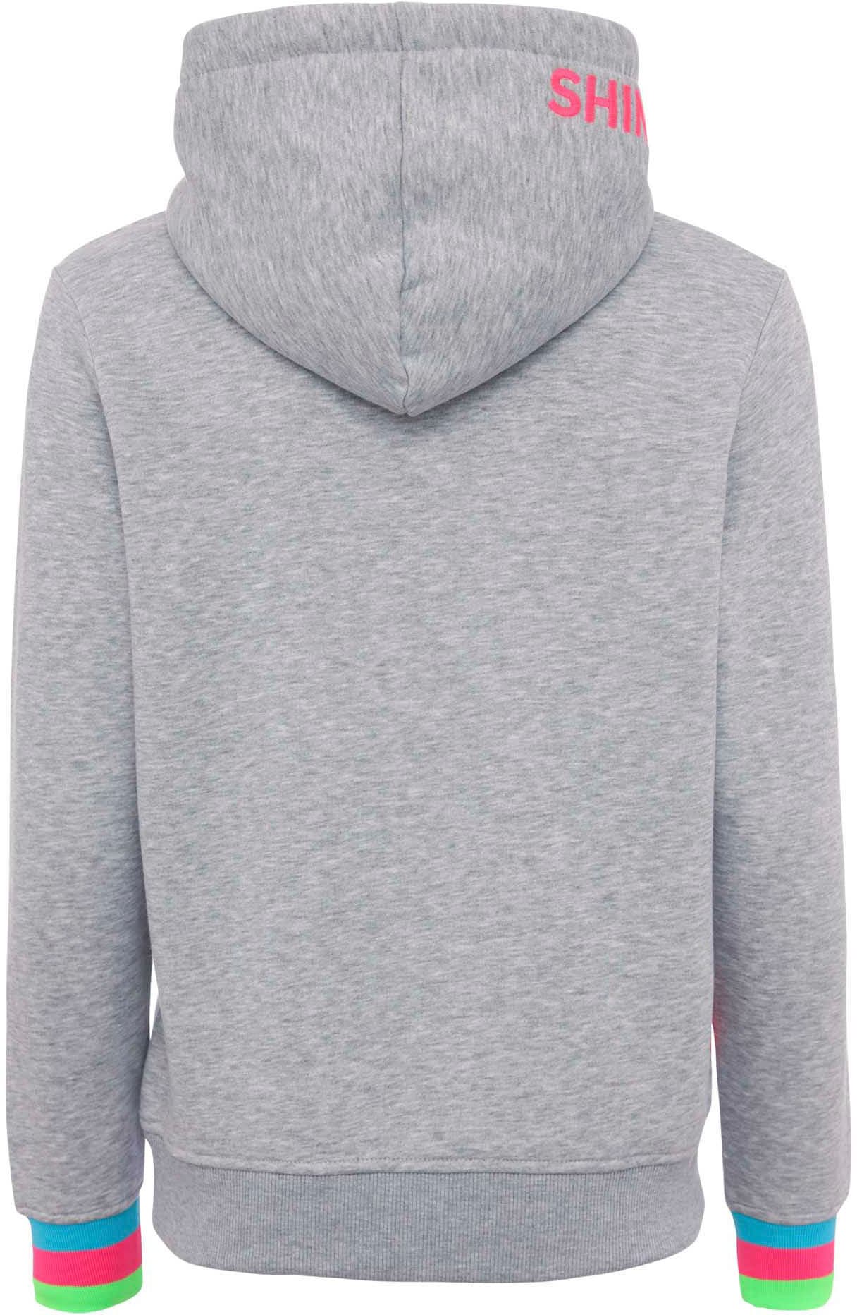 Zwillingsherz Hoodie »Always Happy«, Smiley aus Frottee, Neon-Details, Kapuze, Langarm