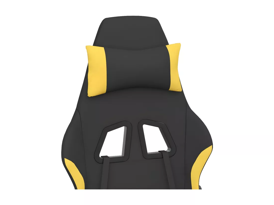Chaise de jeu de massage avec repose-pied Noir et jaune Tissu