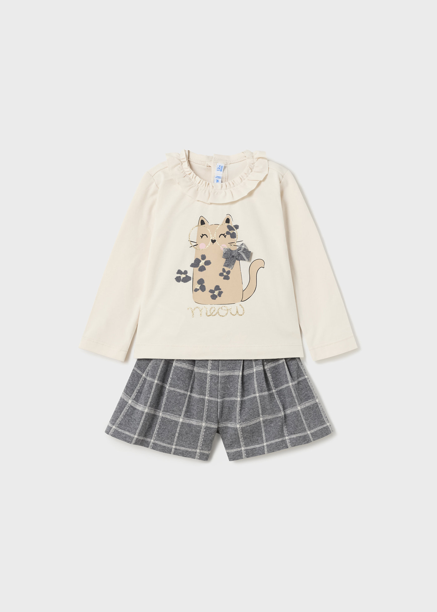 Conjunto de shorts xadrez de duas peças para bebê