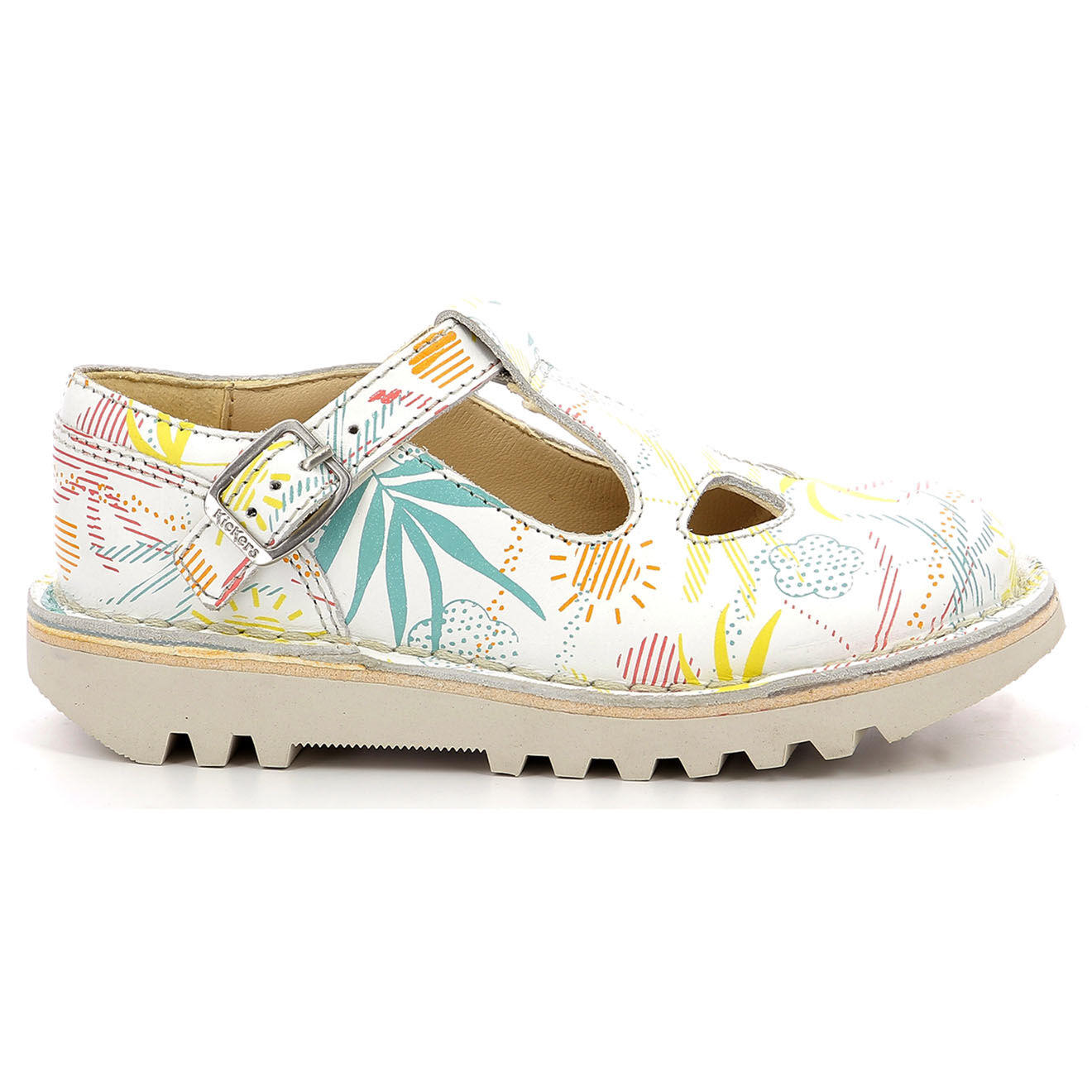 Kickers Salomés en Cuir Kick Mary Jane blanc/sunshine