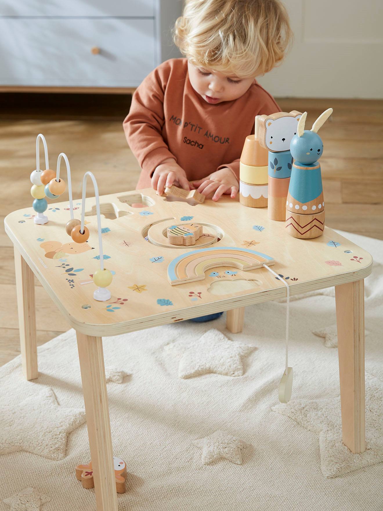 Mesa de atividades de madeira 