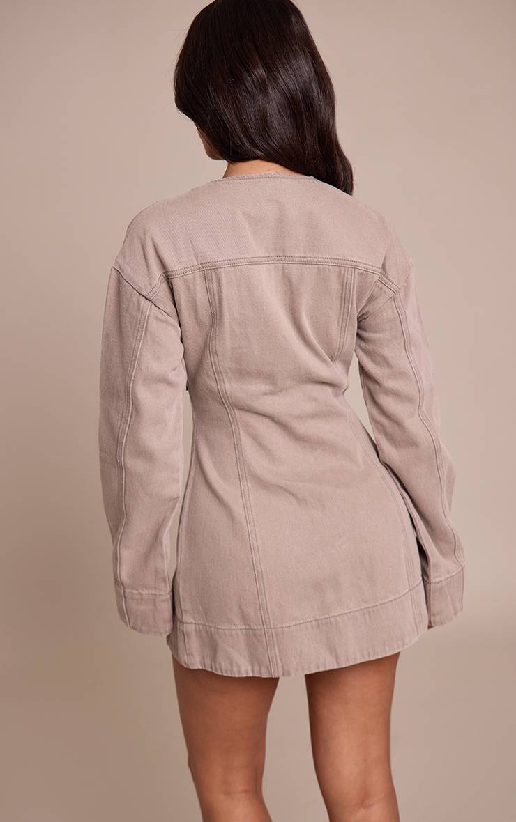 Champignon Robe En Denim À Manches Longues Avec Détails De Boutons Petite Taille