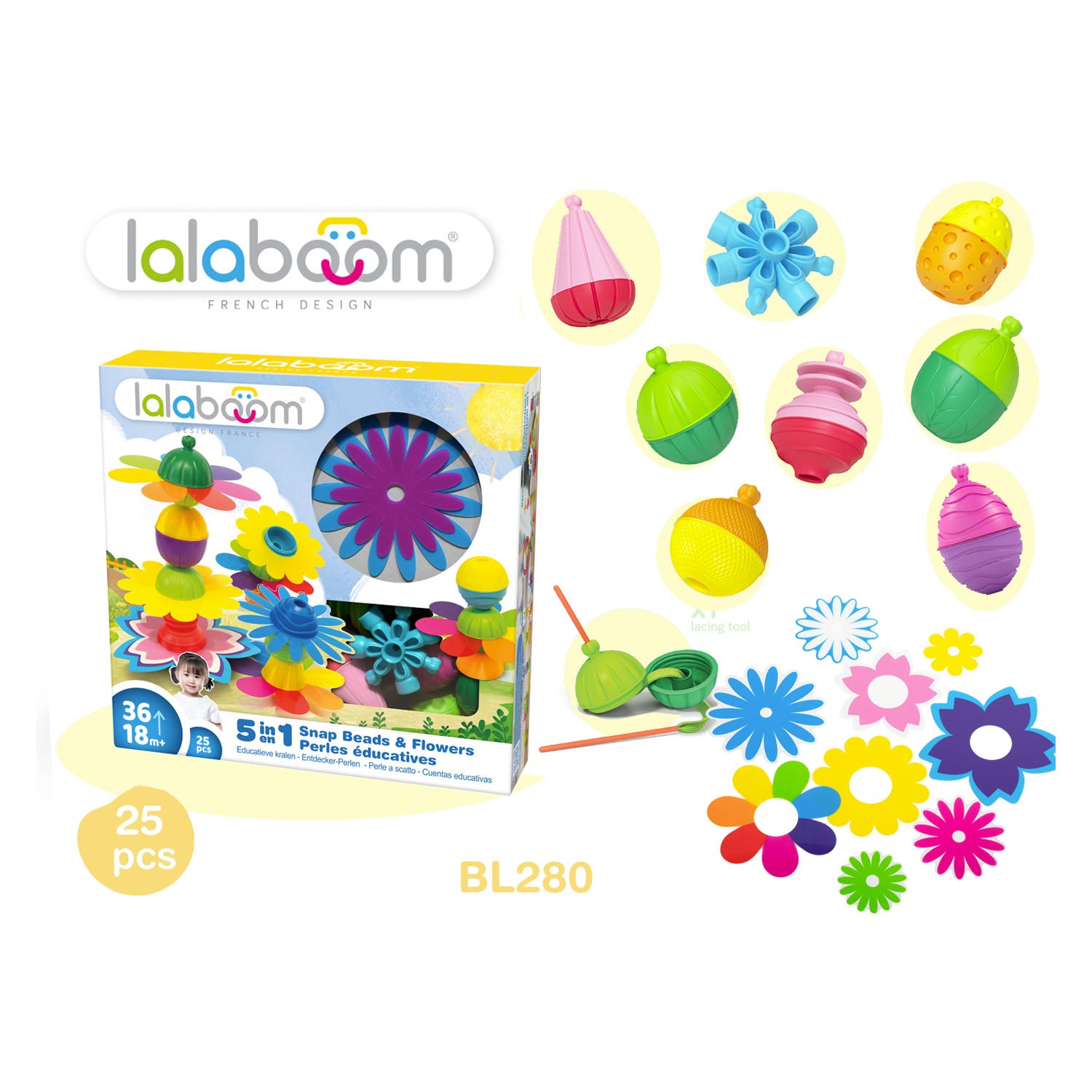 Lalaboom - Kralenset met Bloemen, 25st.