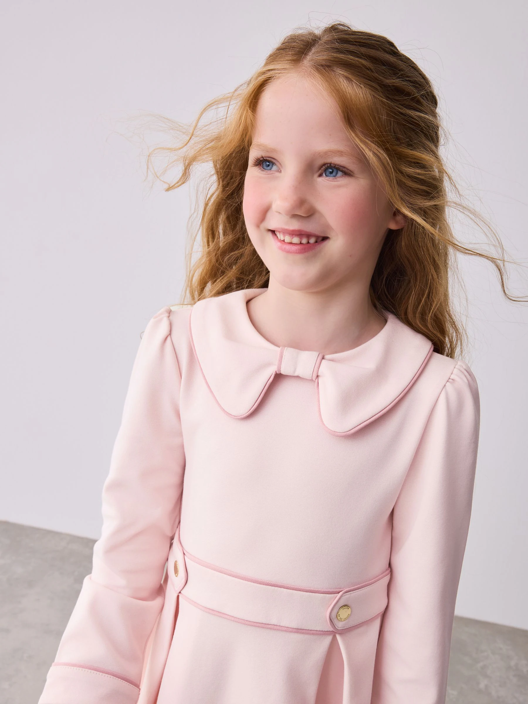 Roze - Baker by Ted Baker Bow Collar Pleated Ponte Dress