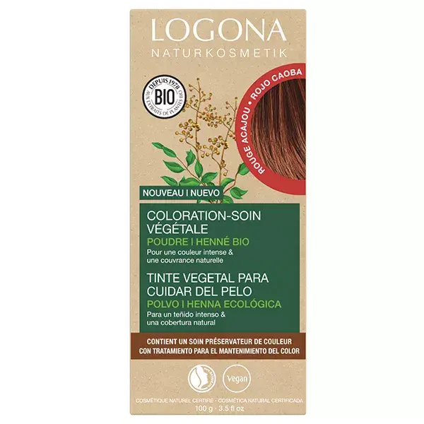 Logona Coloration-soin rouge acajou 100g