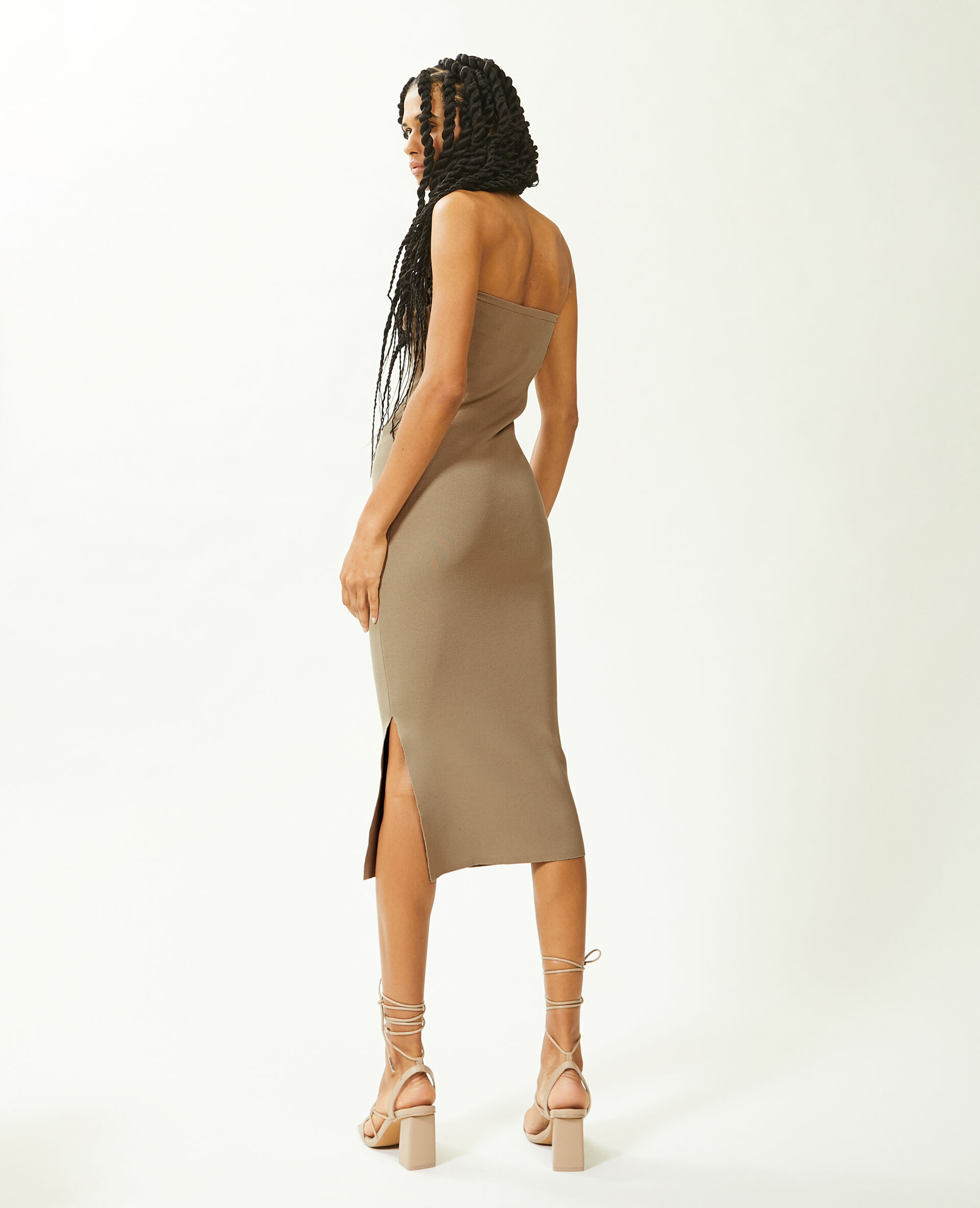 Robe tube en maille - Beige