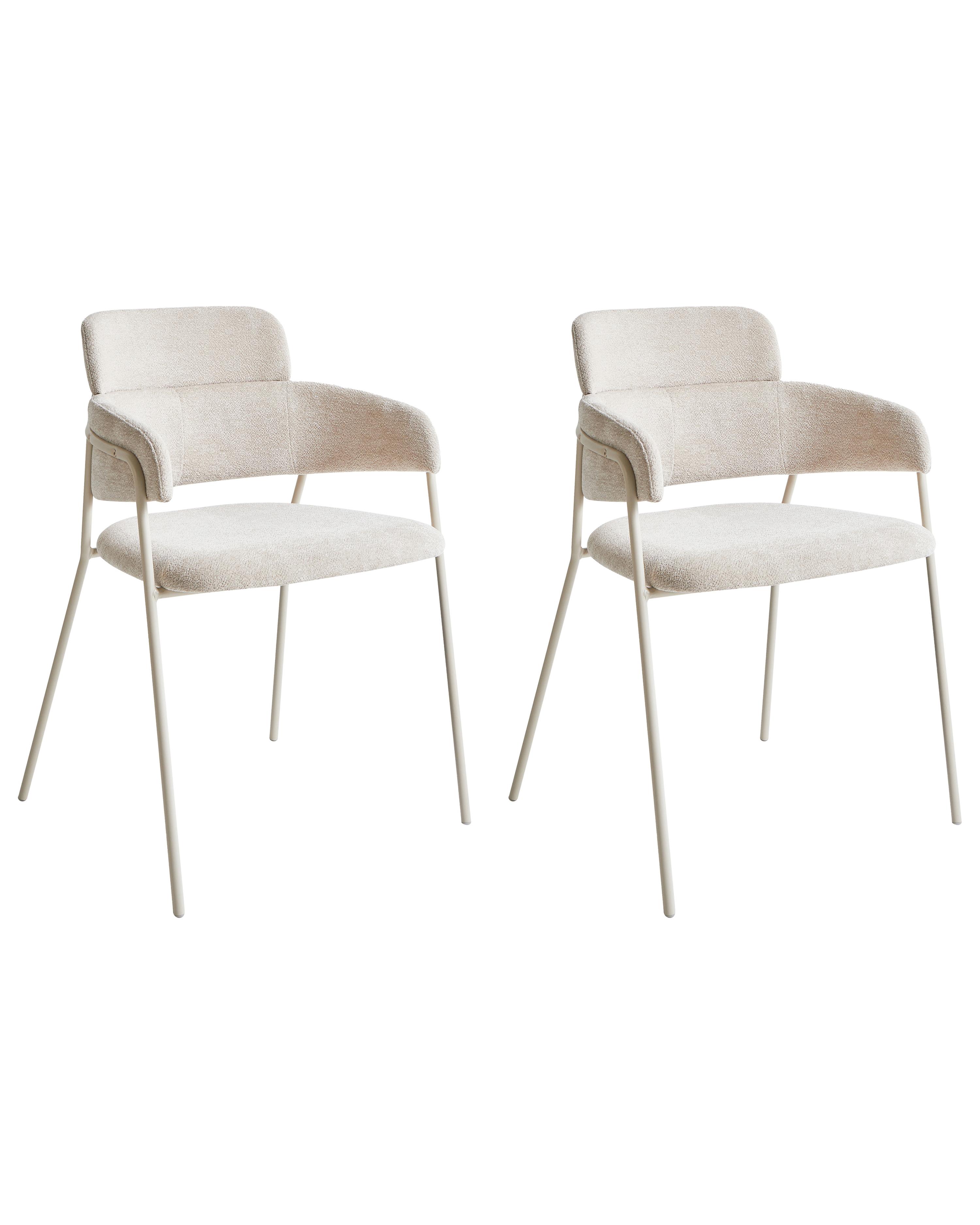 Set van 2 eetkamerstoelen PAONIA Chenille Lichtbeige