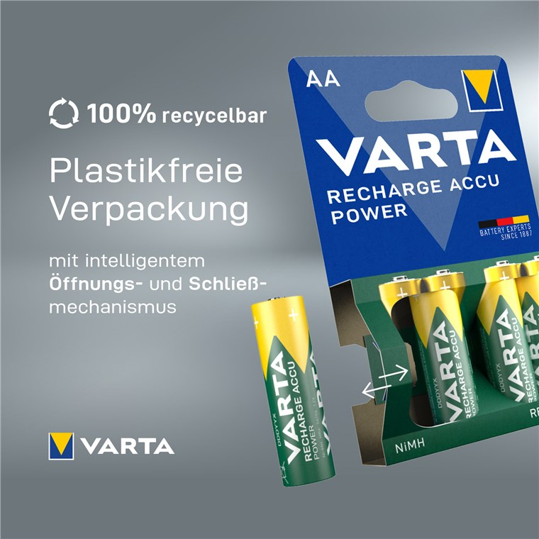 (4er Set) Wiederaufladbare 1.2V Power 2100mAh Mignon HR6 Akku Batterie AA (43462)