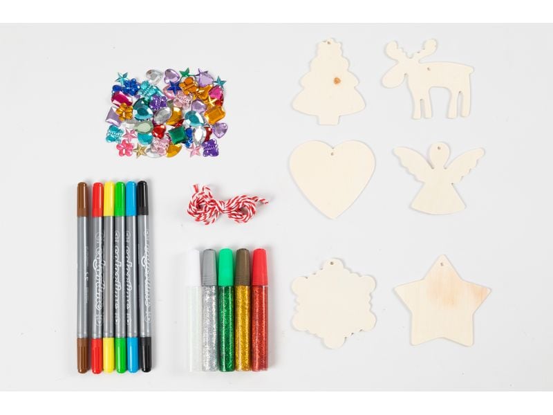 Creativ Company Bastelset Weihnachtsanhänger zum Ausmalen Individuell gestaltete Anhänger für den Weihnachtsbaum