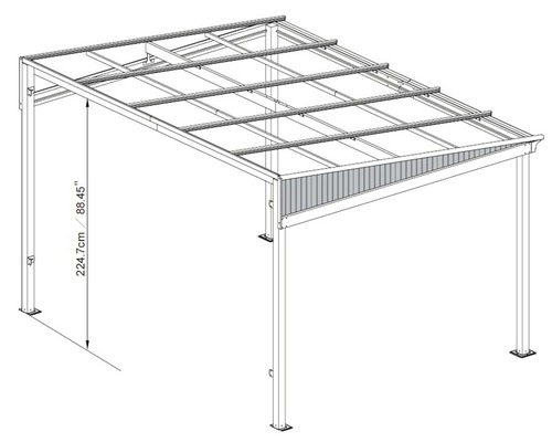 SOJAG St. Barth 10x14 terrasoverkapping inclusief sneeuwlastdragers, hor en gordijn 424 x 296 cm antraciet