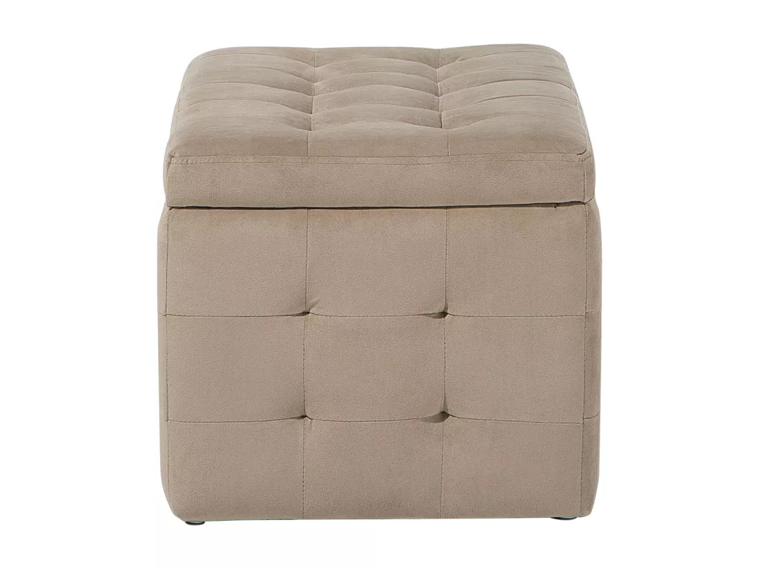 Pouf de rangement MICHIGAN Velours 72 cm 42 cm Marron clair