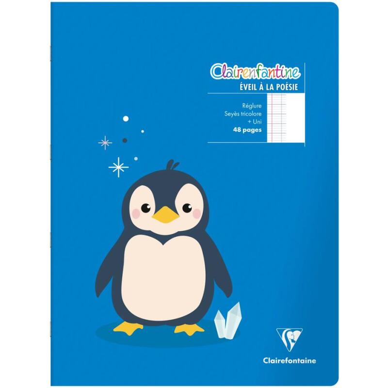 Cahier de poésie piqué Clairenfantine 24x32cm 48p grands carreaux + uni Couleur aléatoire - Assortis