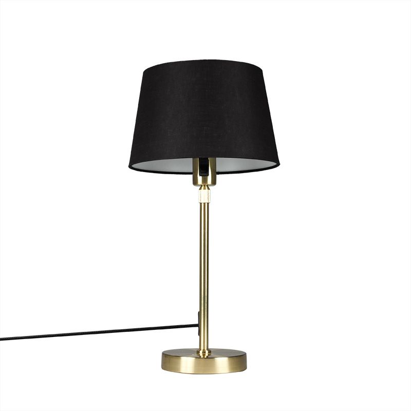 Tafellamp goud/messing met kap zwart 25 cm verstelbaar - Parte
