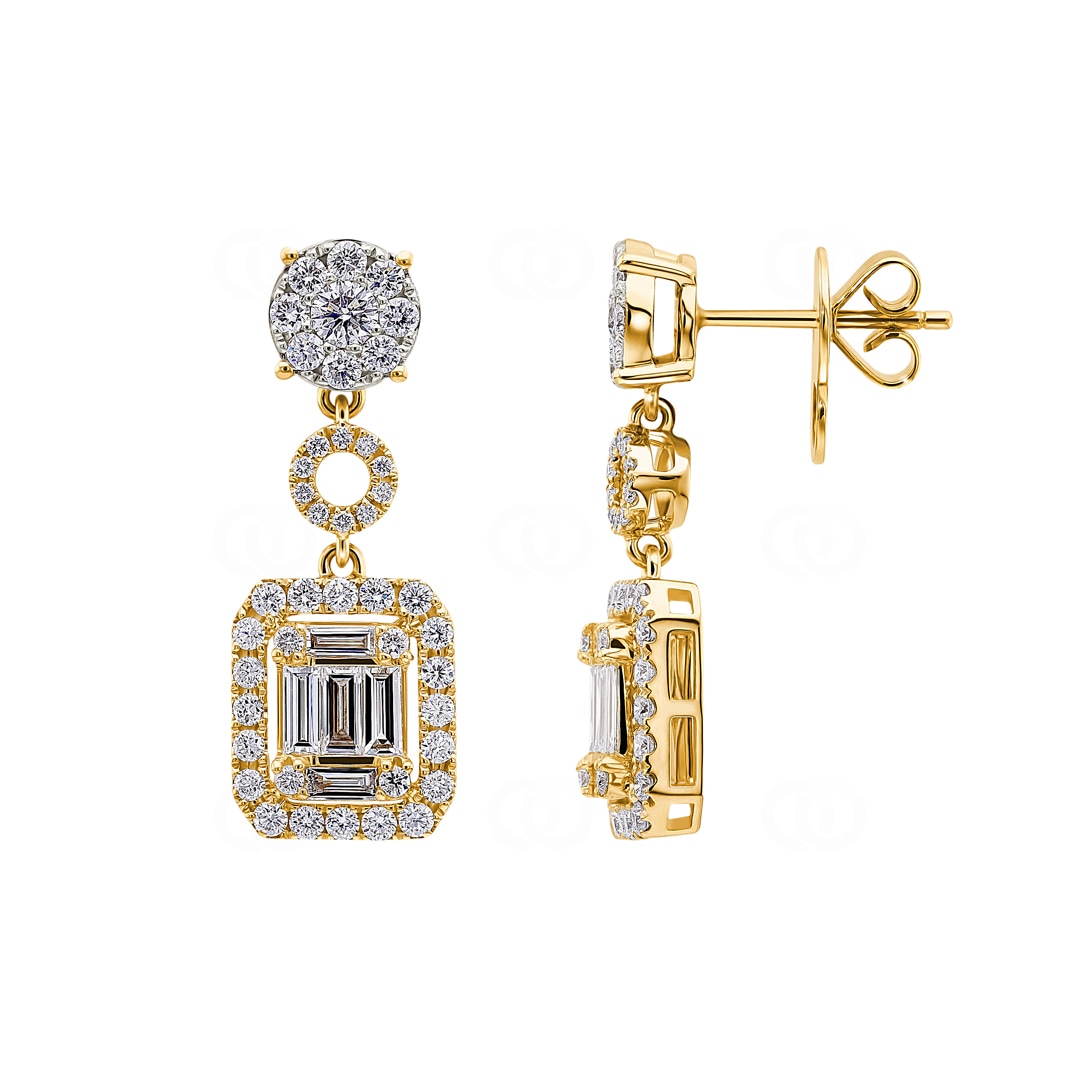 1.85 Karat Diamantohrhänger 750/18 K Gelbgold