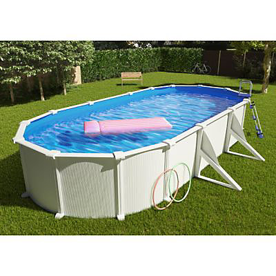 Piscine hors sol acier blanc ovale Gré Atlantis LDD 7,30 x 3,75 x h.1,32 m