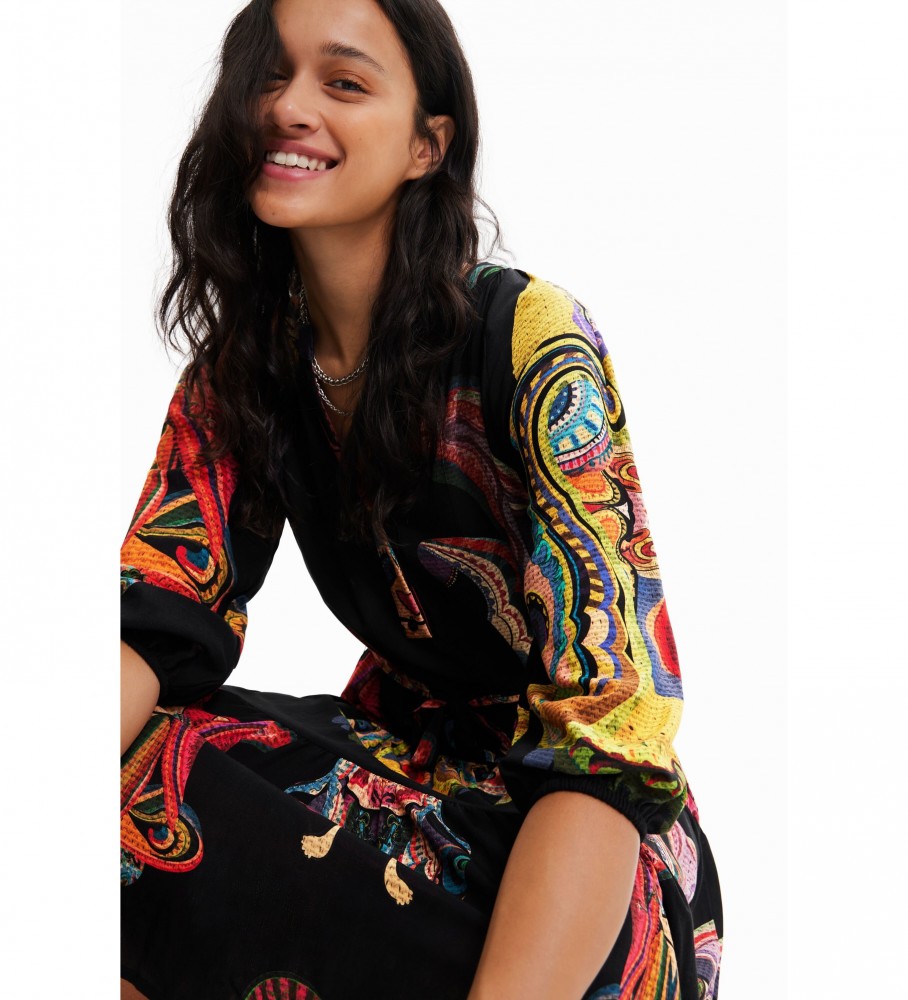 Vestido longo Desigual tamanho M. Christian Lacroix preto multicolorido
