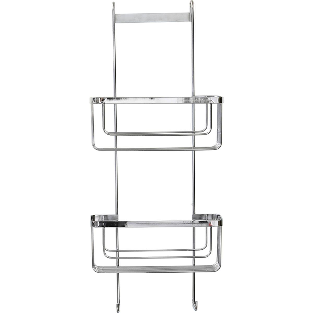 SERVITEUR PAROI DOUCHE 2 PANIERS 2 CROCHETS CHROME