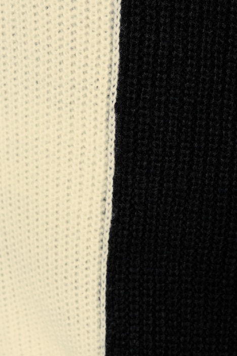 Long-Pullover, oversized, Rippstrick, Leo-Ärmel, V-Ausschnitt