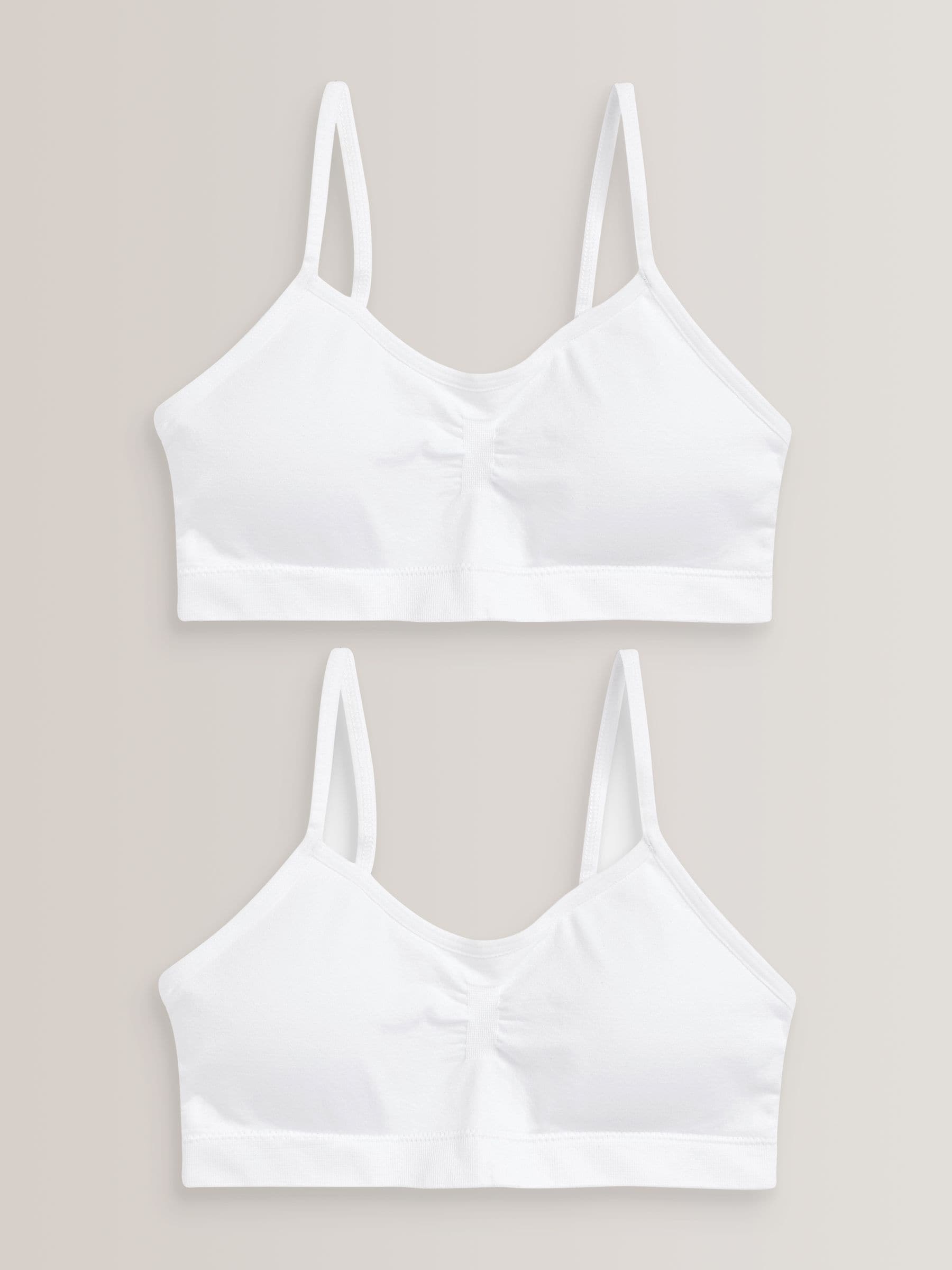 Wit - Naadloze Cropped Tops 2 Pack met uitneembare, licht gewatteerde cups (7-16jaar)