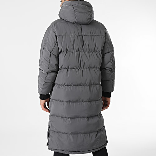 Doudoune Longue Capuche Réversible 23209 Gris Anthracite Noir