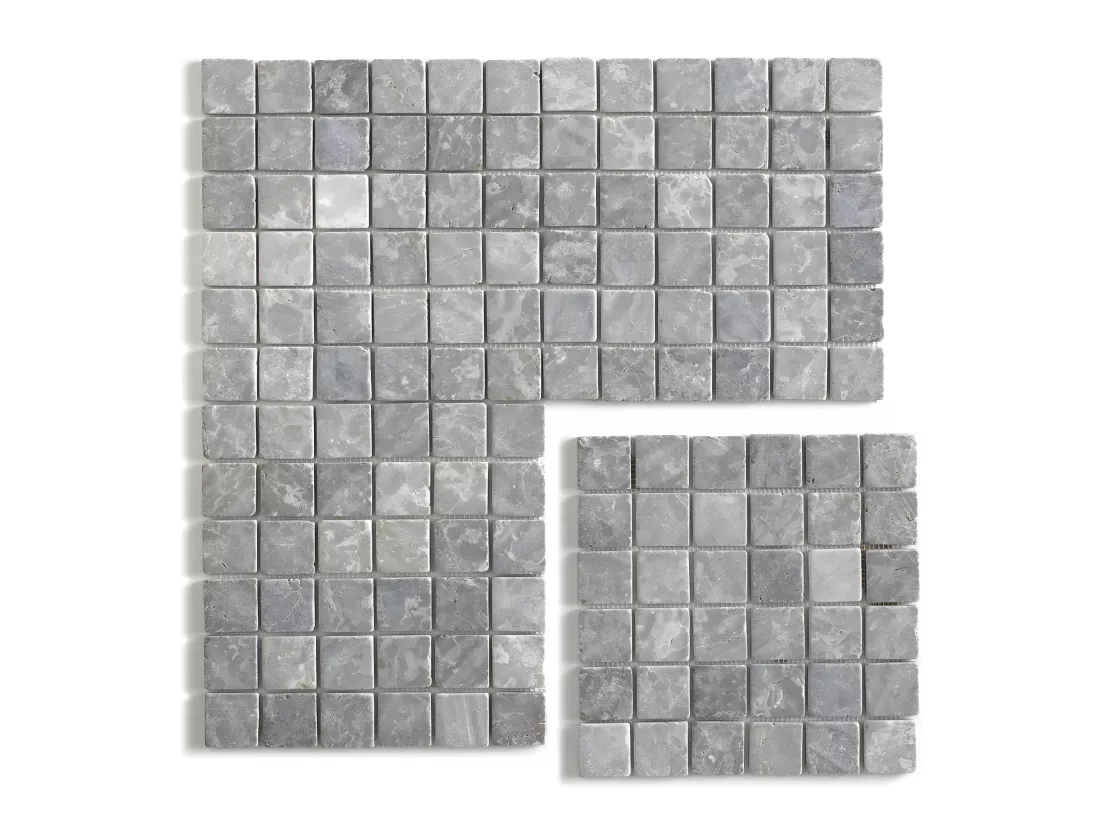 Carrelage de mosaïque (Boite de 1m²) / Plaque mosaïque mur et sol en marbre naturel, coloris gris mat - 30 x 30 cm