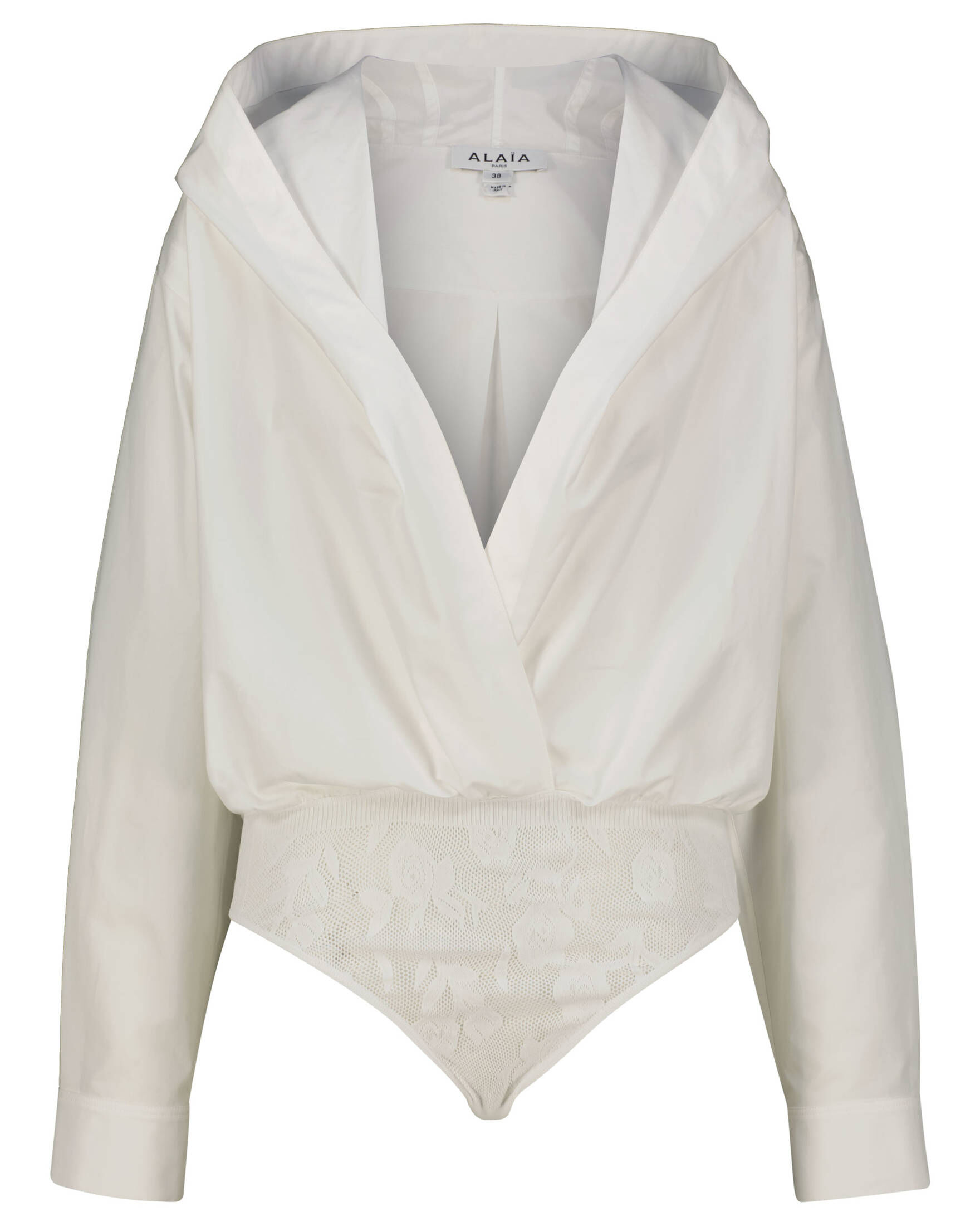 ALAÏA| Damen Blusenbody mit Kapuze