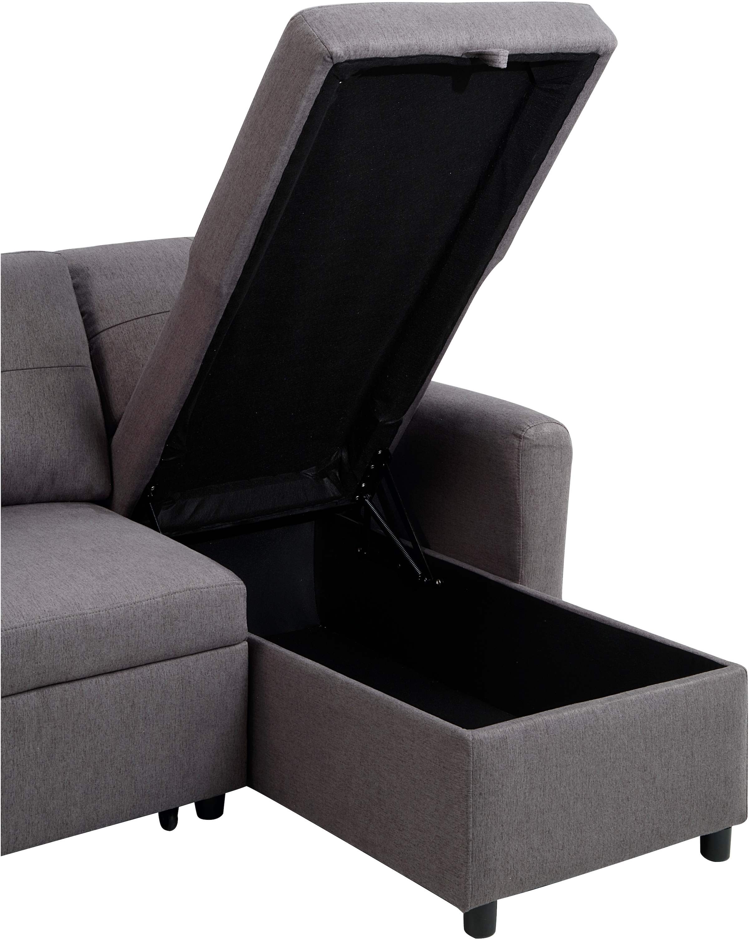 ATLANTIC home collection Schlafsofa »Gustavo L-Form, B: 199 cm« mit Bettfunktion, Bettkasten & seitlichen Taschen