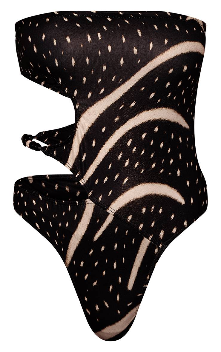 Noir Body À Imprimé Abstrait Toucher Doux Avec Détail De Perles Coordonné