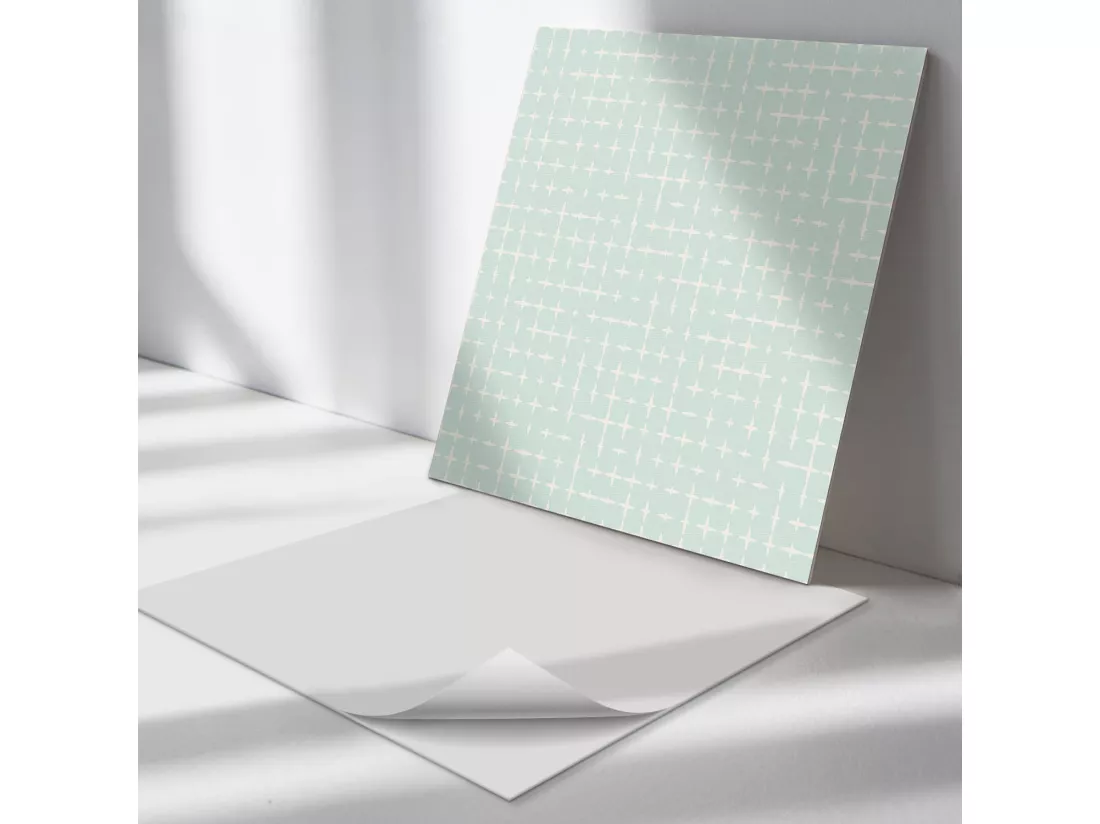 Panneaux muraux autocollants en vinyle imperméable - 4 x 50 x 50 cm - Géométrie des lignes et des croix