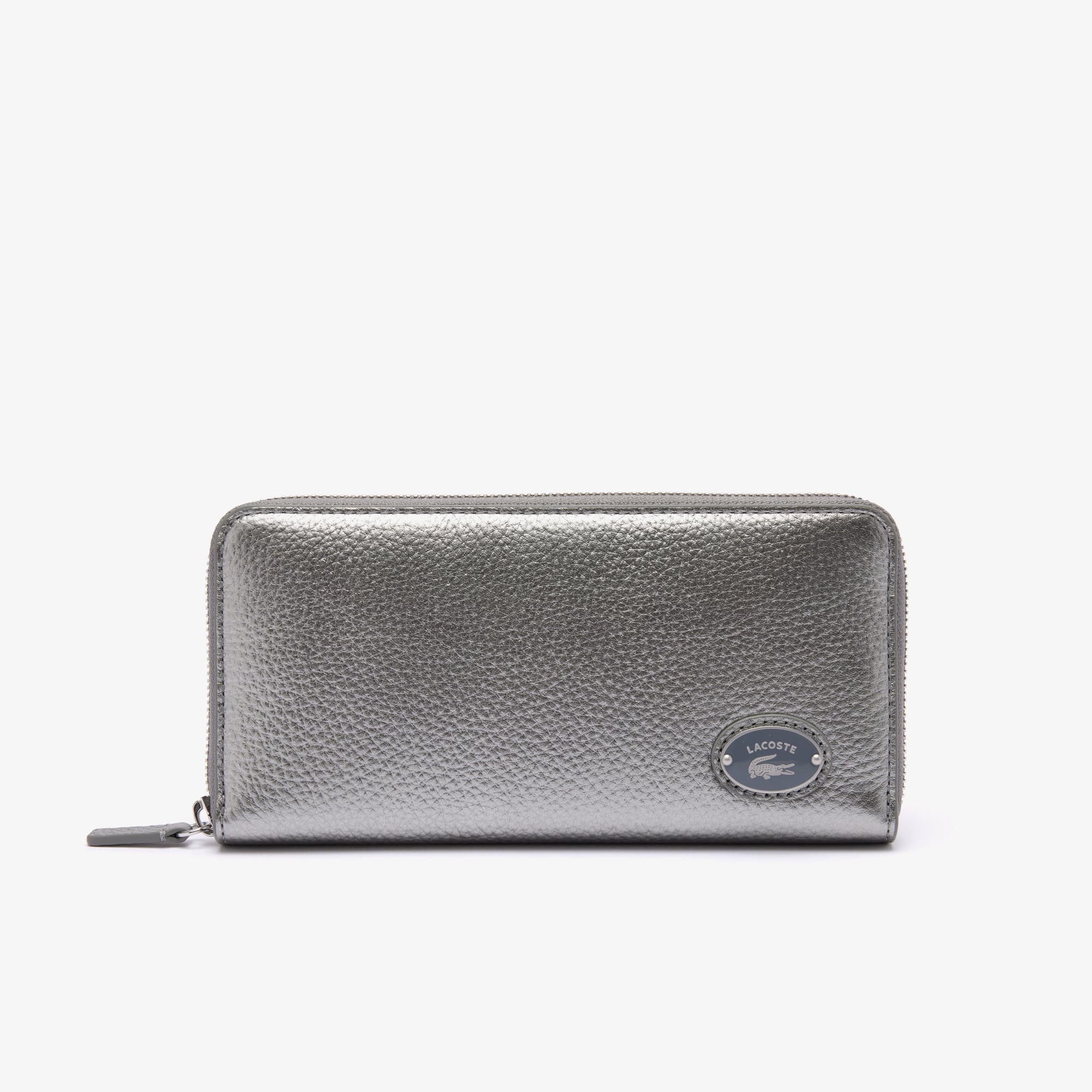 Portefeuille zippé femme Lacoste avec plaque métallique Portefeuilles & Petite Maroquinerie - Gris - Lacoste - Femme